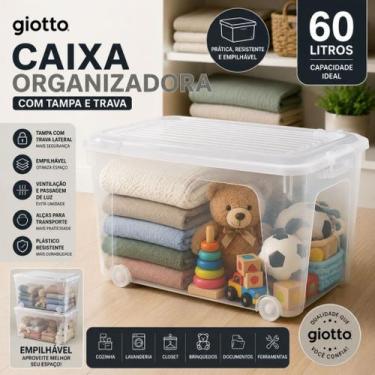 Imagem de Caixa Organizadora com Tampa Giotto 60 litros Transparente Armazenamen