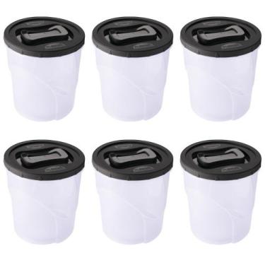 Imagem de Pote de plástico Clic rosca 7,6 litros preto com 6 unidades Plasutil r
