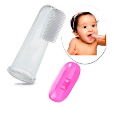 Imagem de Massageador Escova Dental Bebê Mordedor Antistress C/ Estojo Rosa - Ba