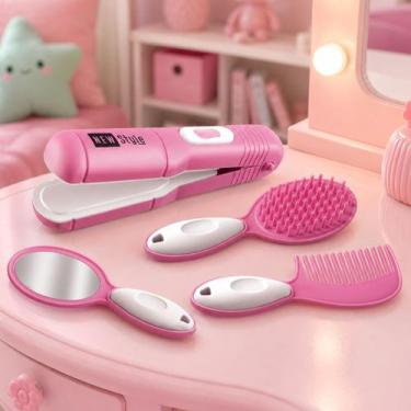 Imagem de Kit Pente Chapinha Menina Salao Beleza Acessorio Brinquedo - Usual Bri