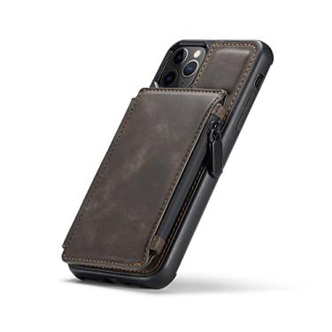 Imagem de Capa de couro com zíper para iPhone 13 12 11 Pro XS Max SE 2020 8 7 Plus capa tipo carteira para Samsung S21 Ultra S20 S10, café, para iPhone 7Plus 8Plus
