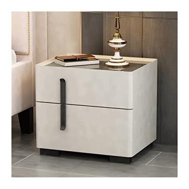 Imagem de jinyi2016SHOP Mesas laterais para cama, quarto, armário de cabeceira, mesa de cabeceira e armário de armazenamento automontado, mesa de cabeceira moderna e elegante para quarto (cor: branco)