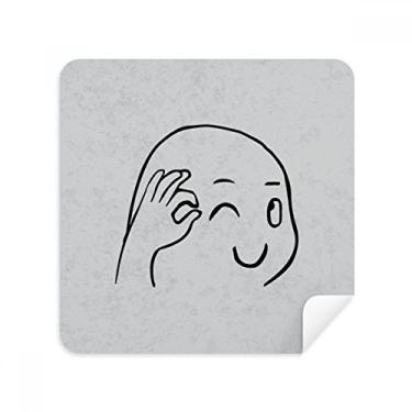 Imagem de OK Gestures Cute Wink Black Happy Glasses Pano Limpador de Tela Tecido de Camurça Pacote com 2