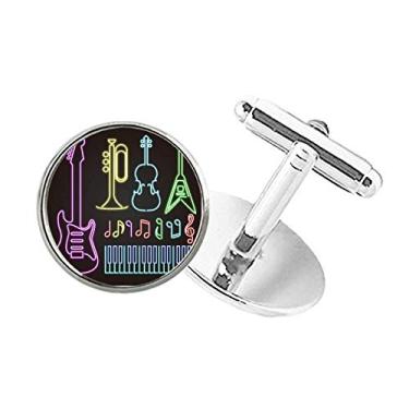 Imagem de DIYthinker Abotoaduras de botão redondo neon para guitarra, instrumentos musicais