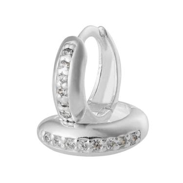 Imagem de Brinco Prata Link Argola com Zircônias Brancas