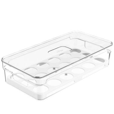 Imagem de Organizador De Ovos P/Geladeira Clear Com Tampa Para 18 Ovos