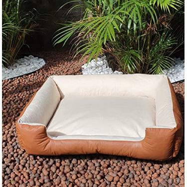 Imagem de Cama pet cães e gatos de couro com veludo/ tamanho 65x58