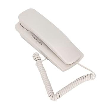 Imagem de Telefone com fio, telefone multifuncional para montagem em parede de mesa vintage, função de espera de pausa de rediscagem silenciosa, telefone fixo para banheiro doméstico de hotel de(Branco)