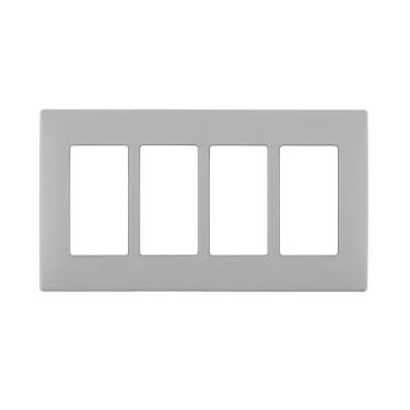 Imagem de Leviton Renu Four-Gang Screwless Snap-On Wallplate, REWP4-PG, cinza seixo