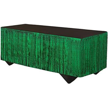Imagem de Forum Novelties Party Supplies Saia de mesa com franjas de tinsel, 365,8 cm x 73,6 cm, verde