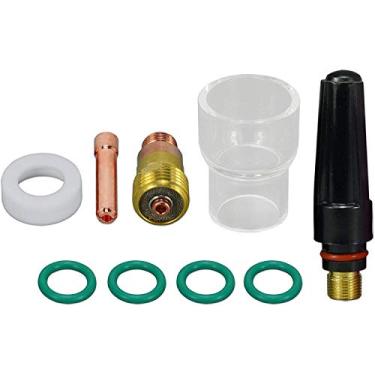 Imagem de RIVERWELD TIG Stubby Gas Lens Collet Body 17GL332 3/32" Pinça 10N24S e copo de vidro #12 Kit para DB SR WP 17 18 26 TIG Tocha Acessórios de soldagem 9 unidades