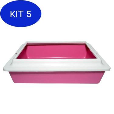 Imagem de Kit 5 Caixa De Areia Para Gatos Com Proteção Lateral Em - Inovacao Pet