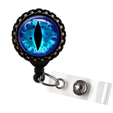 Imagem de Retrátil de resina Blue Dragon Eye crachá carretel ID suporte preto