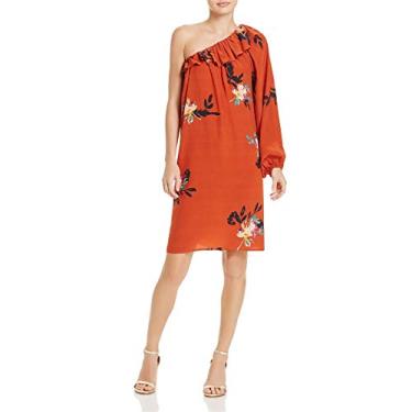 Imagem de French Connection Vestido feminino Delphine drapeado de um ombro só, Moeda de cobre, 4