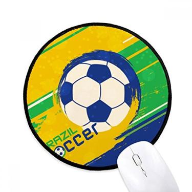 Imagem de Tapete de mouse esportivo futebol brasileiro desktop escritório tapete redondo para computador