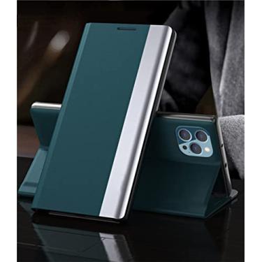 Imagem de Capa magnética de couro flip para Samsung S22 Ultra S21 S20 FE S10 Plus S9 S8 S7 Edge para Nota 20 10 9 8 Lite A73 Capa, verde, S20 Ultra