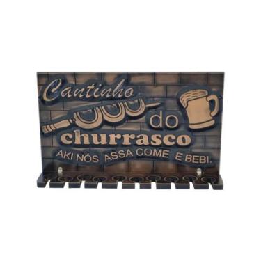 Imagem de Porta Espetos Em Mdf Entalhado Cantinho Do Churrasco Mod. 2 - Arte Do