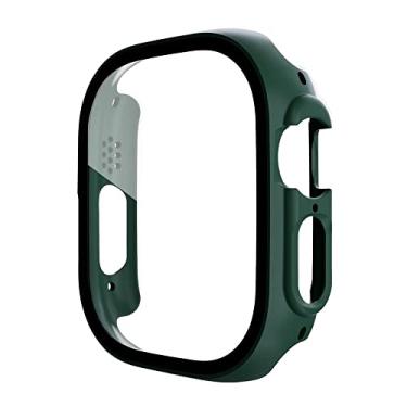 Imagem de HAODEE Capa de vidro para Apple Watch case 49mm Acessórios All-Around PC Protetor de tela Capa Temperada Apple Watch Ultra Case (Cor: Verde, Tamanho: Ultra 49mm)