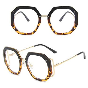 Imagem de Óculos de Sol Quadrados Grandes para Mulheres Óculos de Sol Polígono para Senhoras Óculos de Luz Anti Azul, 8, Com uma bolsa