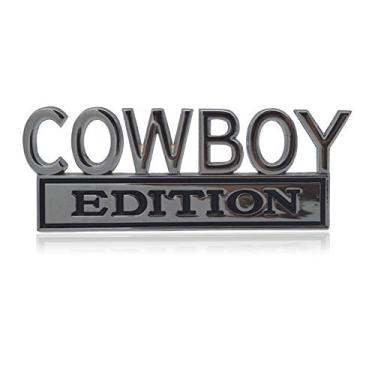 Imagem de GeeGeeTop Adesivo de substituição universal com emblema de vaca para carro, caminhão, SUV, compatível com Ford F150 Jeep Dodger Chevrolet Badge porta-malas para porta-malas (prata + preto)