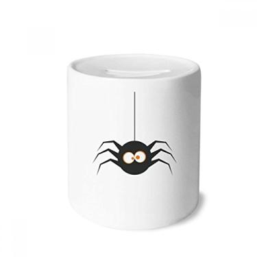 Imagem de DIYthinker Caixa para dinheiro com ilustração de teia de aranha e insetos de Halloween, caixa de cerâmica para presente de cofrinho