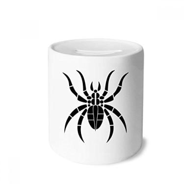 Imagem de DIYthinker Caixa de moedas de cerâmica com estampa de aranha, inseto e ilustração preta, presente de cofrinho