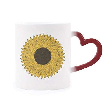 Imagem de Caneca de flor amarela girassol planta sensível ao calor vermelha muda de cor