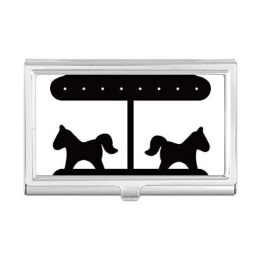 Imagem de Porta-cartões de visita com contornos de parque de diversões de carrossel preto