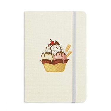 Imagem de Caderno de anotações com estampa de cereja, chocolate, sorvete de tecido, capa dura oficial