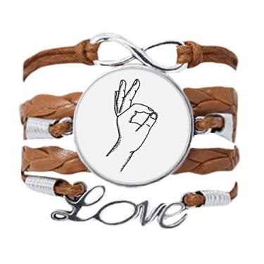 Imagem de DIYthinker Pulseira com estampa de linha de gesto OK com pingente de corda de amor para presente