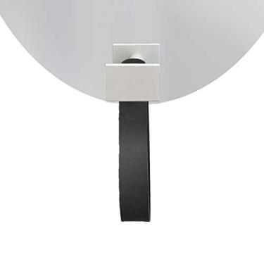 Imagem de Espelho Decorativo Oval Com Gancho Alumínio Branco Retangular Com Corino Rajado 60 X 40 Cm