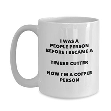 Imagem de Caneca para pessoas de café com cortador de madeira – Caneca divertida de cacau de chá – Presente de aniversário de Natal para amantes de café