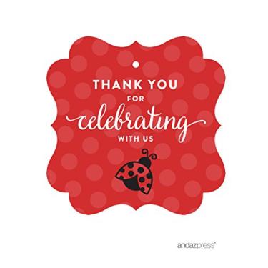 Imagem de Etiquetas de presente Andaz Press Birthday Fancy Frame, Ladybug