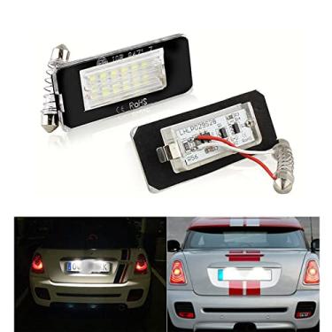 Imagem de MALOOS 2 unidades de luz de placa de carro com número de LED branco substituição do conjunto da lâmpada de sinalização do carro Para Mini Cooper R56 2006-2012