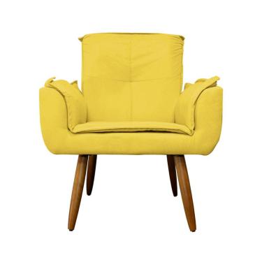 Imagem de Poltrona Decorativa Estofada Para Salão de Beleza Emília Plus Suede Amarelo - LM DECOR