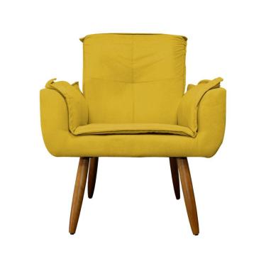Imagem de Poltrona Decorativa Estofada Para Salão de Beleza Emília Plus Suede Mostarda - LM DECOR