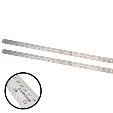 Imagem de Kit 2 Régua Aço Inox 60cm 24 Polegadas Medição Desenho Projeto - Starfer