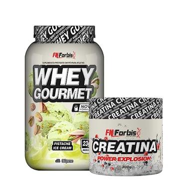 Imagem de Kit Whey Protein Gourmet Pote 907g + Creatina Power Explosion Sem Sabor 300g - FN Forbis Nutrition (Pistache Ice Cream)