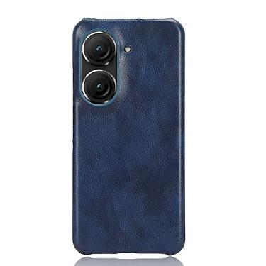 Imagem de Capa de telefone para Asus Zenfone 9, [couro PU] + [plástico rígido] para Asus Zenfone 9, capa protetora antiderrapante à prova de choque para Asus Zenfone 9 capa de telefone azul