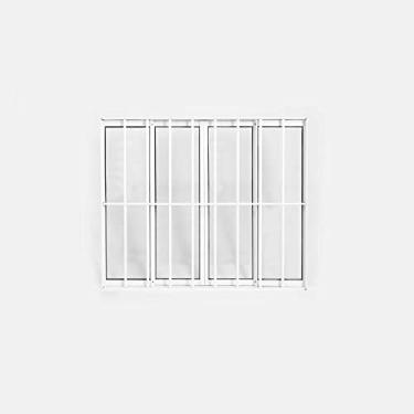 Imagem de Janela de Correr 120x150cm 4 Folhas com Grade Plus Lux Esquadrias Branco
