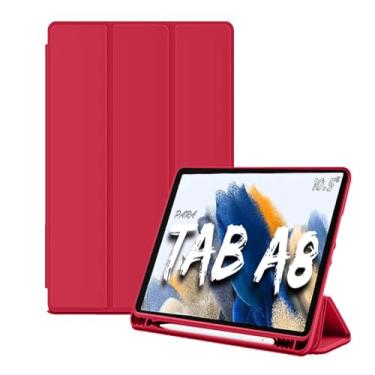 Imagem de Capa Smart Case Pencil Para Tablet Samsung Galaxy Tab A8 C/Compartimento Para Pen 10.5" Sm-X200 / Sm-X205 Ano 2021 Premium - Alamo (VERMELHO)