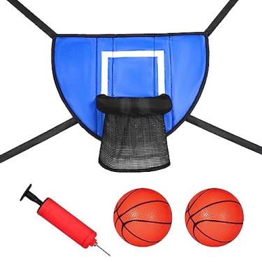Imagem de Mini trampolim cesta de acessórios de trampolim com bomba de resistente leve rodapé para meninos menis crianças crianças