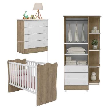 Imagem de Jogo Quarto Doce Sonho C/ Berço, Cômoda e Armário - Star Confort