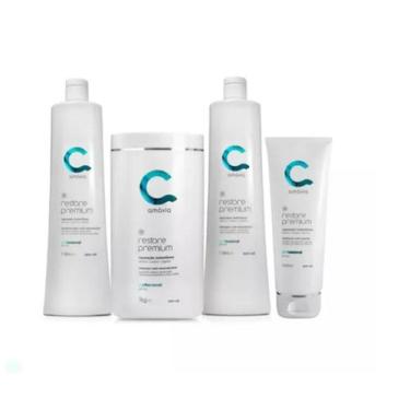 Imagem de Kit Restore Premium Shampoo 1L + Máscara 1Kg + Condicionador 1L + Desf