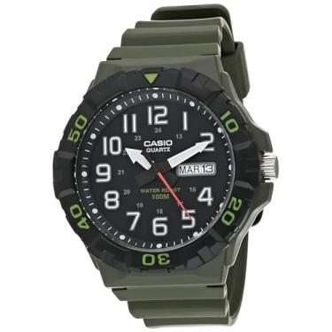 Imagem de Casio Relógio masculino Military 3HD MRW-210H-3AV de quartzo, preto/verde, Verde, Esportivo