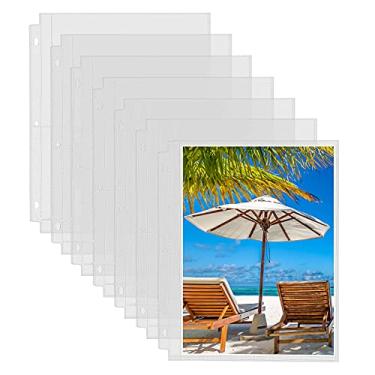 Imagem de Fabmaker Pacote com 30 capas para fotos para fichário de 3 anéis - (20 x 25 cm, para 60 fotos), protetores de página de fotos de arquivo, 20 x 25 cm, refil de álbum de fotos de plástico transparente, bolsos para fotos, cartões postais, sem ácido
