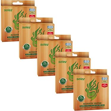 Imagem de 5 Jogos Encordoamentos Violão Aço 011 Solez Fósforo Bronze