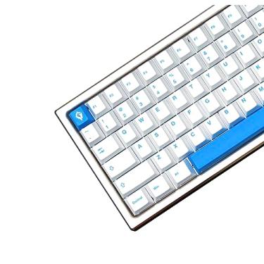 Imagem de Glacier Conjunto completo de teclas de perfil cereja sublimadas tingidas PBT azul para teclados mecânicos compatíveis com layout de teclado 60%/65%/75%/80%/96%/100% (azul gelo)