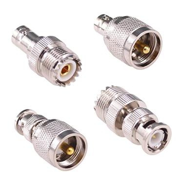 Imagem de RFaha Kit conector adaptador coaxial BNC macho/fêmea para UHF PL-259 SO-239 M/F RF RF para antenas dispositivos LAN sem fio (F106-4)