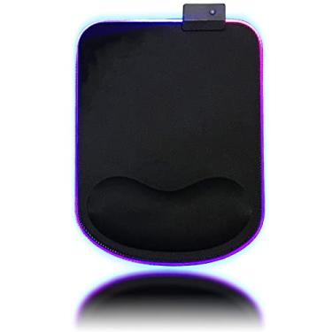 Imagem de Pinsliee Mouse Pad LED RGB Ergonômico com Suporte para Pulso, Tapete de Mouse Kawaii Antiderrapante, Almofada de Pulso para Jogos, 30 x 21,6 cm, Alívio da Dor e Digitação Fácil, Jogos